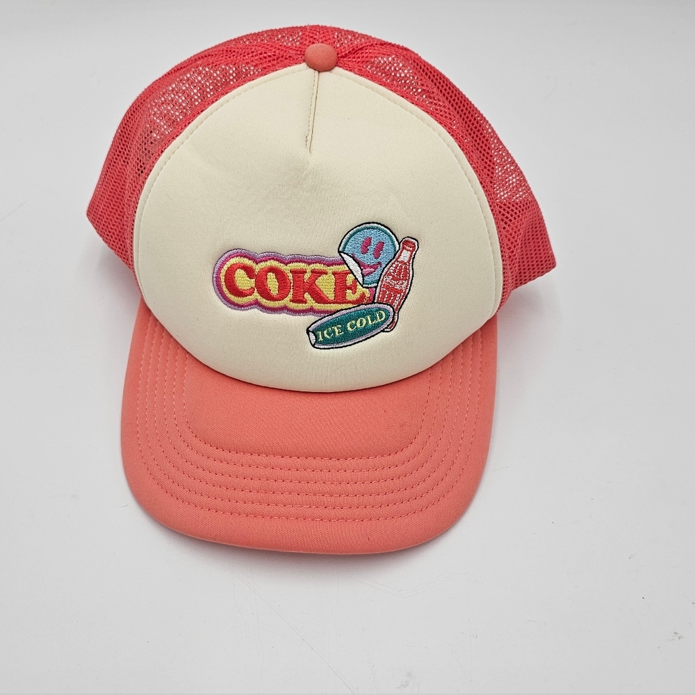 American Eagle Coral Coke and Smile Snapback Trucker Hat